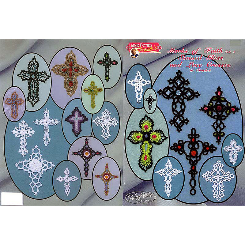 Crochet  Pattern  Marks Of Faith Stained Glass and Lace Crosses in Crochet Vol.3