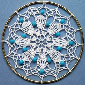 blue and white beaded sun catcher