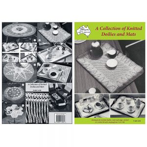 a collection of knitted doilies and mats