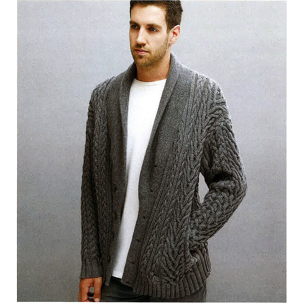 Mens Knit Cable Cardigan | Crochet Australia