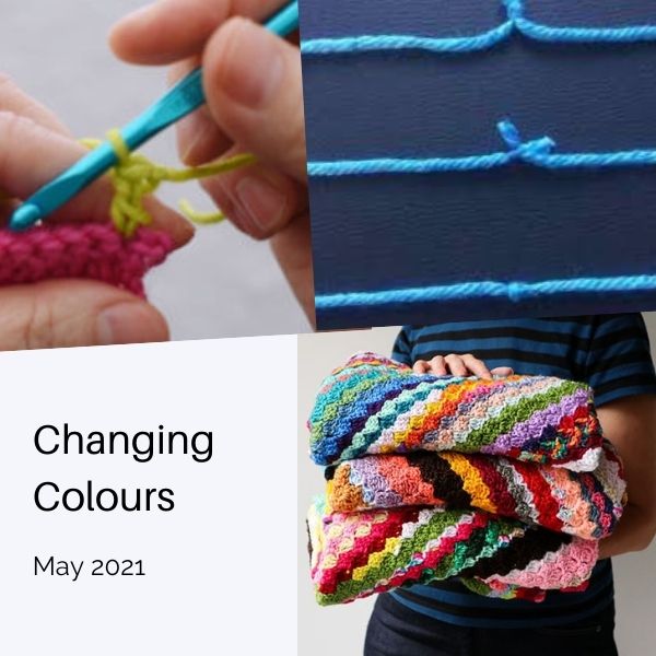 Colourful crocheted items are a great way to use up your scrap yarn, but what about all those colour changes?  We look at different techniques to change colours with and without knotting the yarn.