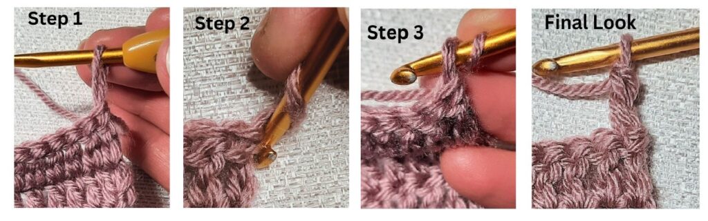 removing the gap from treble crochet fasle treble how to 4 steps