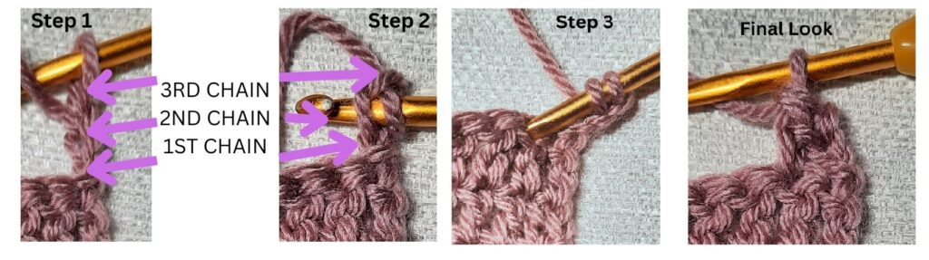 removing the gap from treble crochet linked treble how to 4 steps