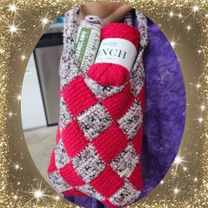 argyle allure crochet tote bag