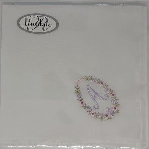 Handkerchief, White, Folded edge with Alpha Motif