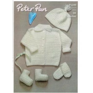 Baby Crochet Jacket, Hat, Mitts and Bootees
