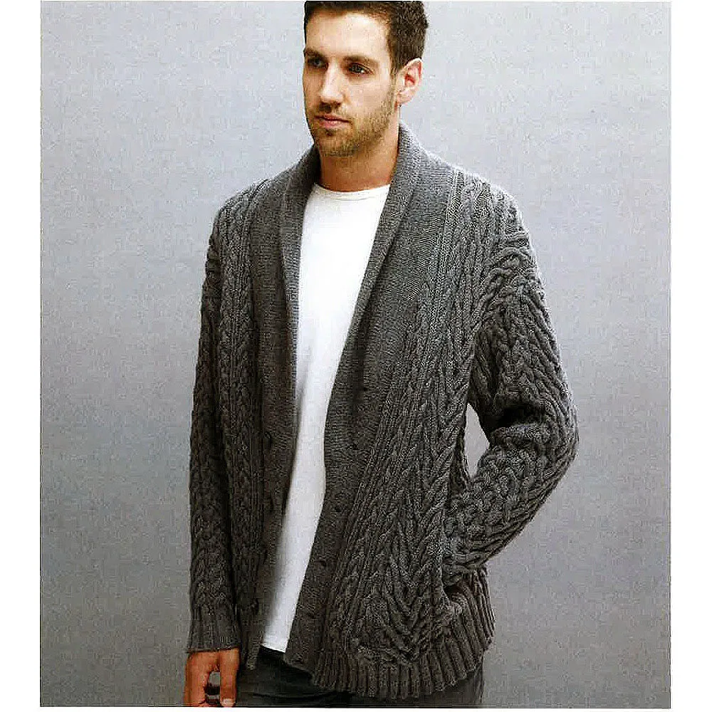 Mens Knit Cable Cardigan